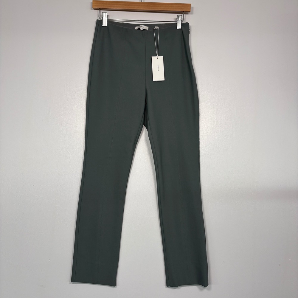 NWT Vince Womens Stitch Front Seam Ponte Legging Sz M Sage Green Side Zip Luxury